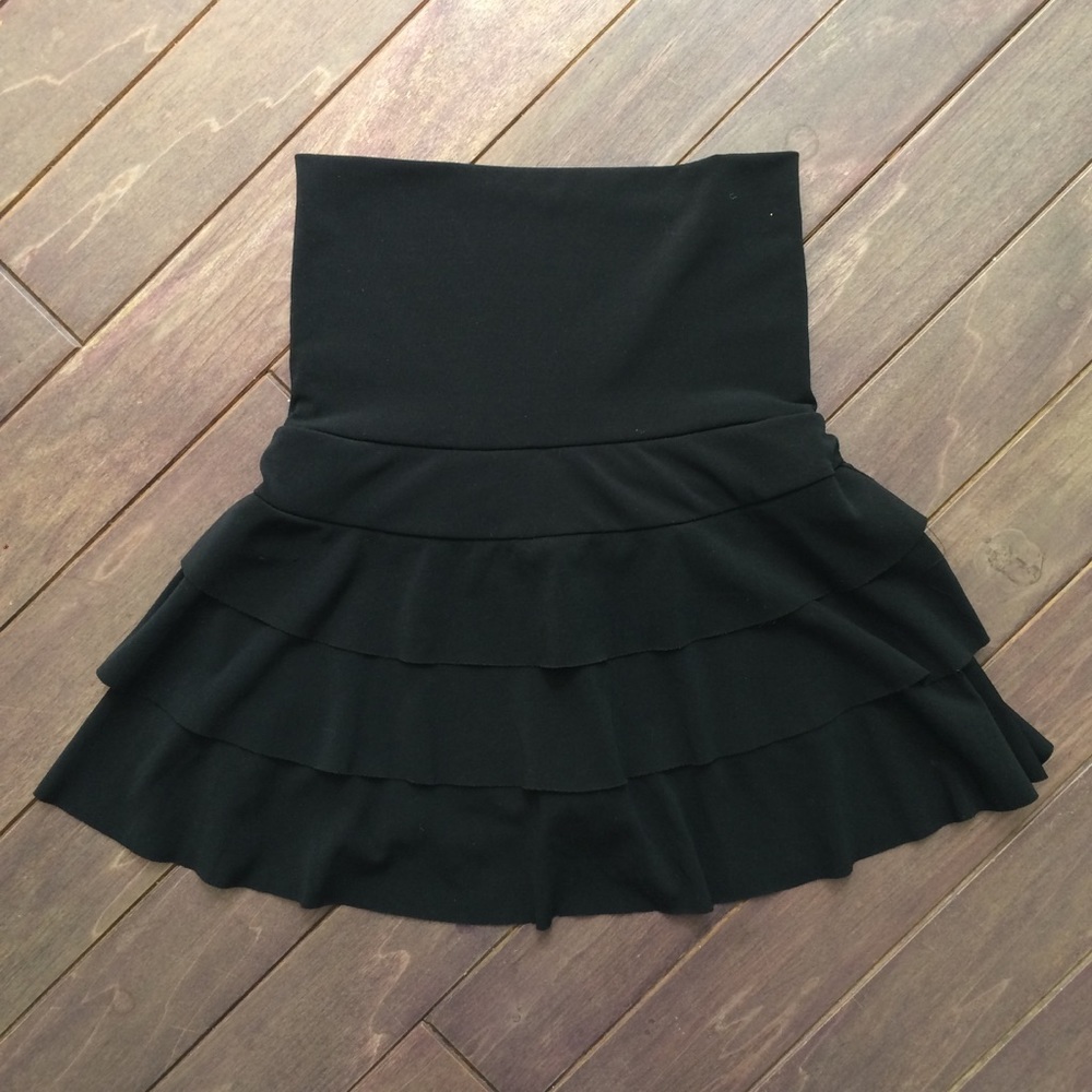 Dance Ballet Skirt - Full Stretchy Tiered Mini Skirt / Built In Shorts